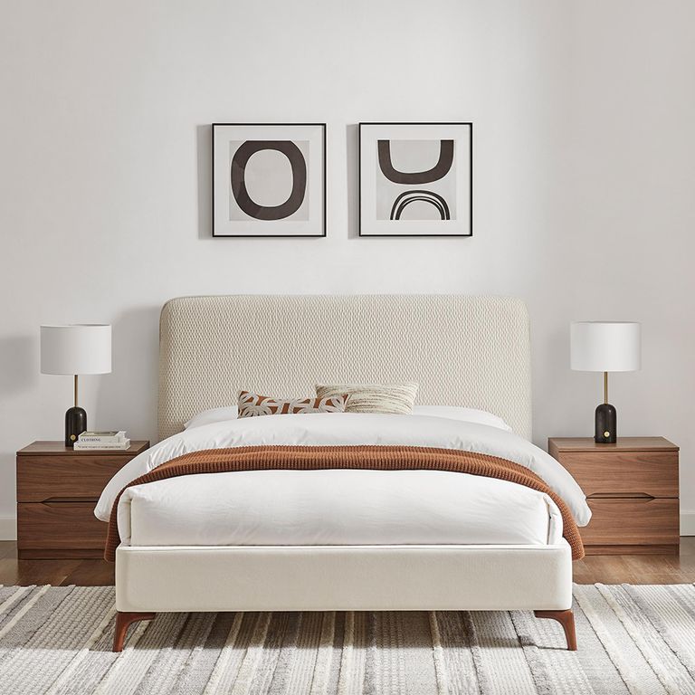 Davies Bed - Natural Fabric - Sizes Available