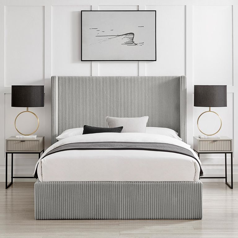 Gibson Ottoman Storage Bed - Grey Fabric - Sizes Available