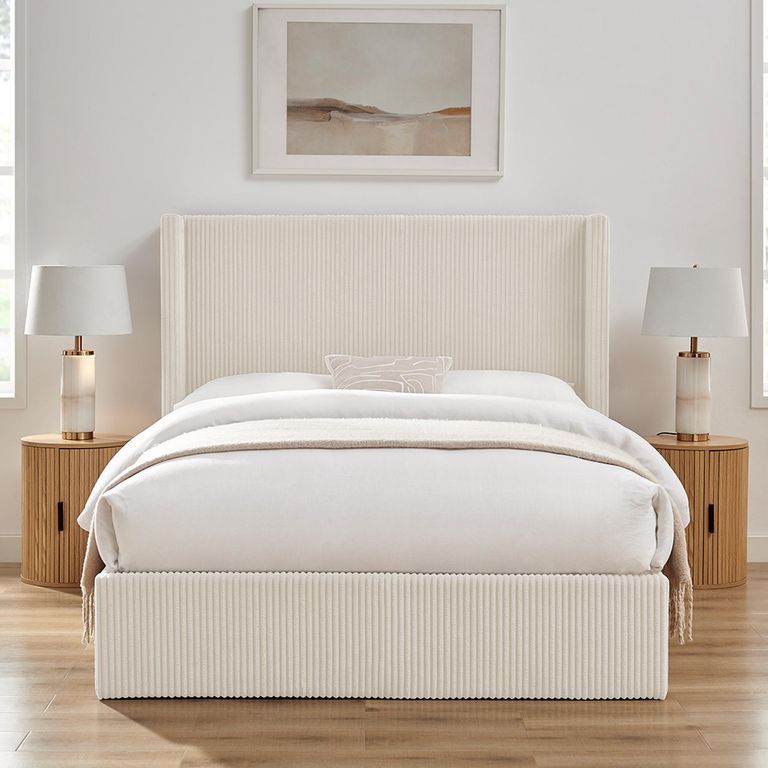 Gibson Ottoman Storage Bed - Natural Fabric - Sizes Available