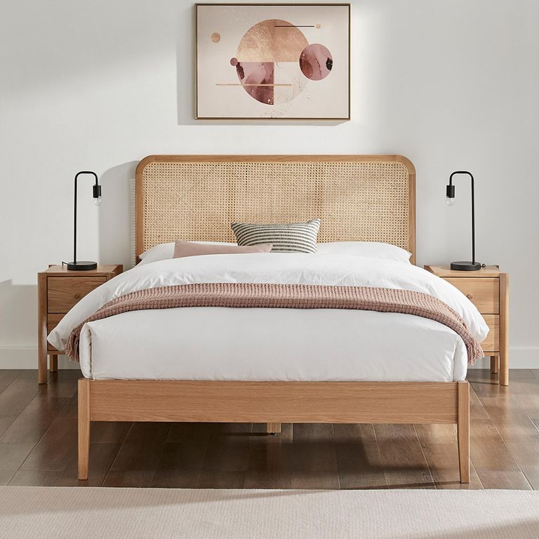 Grover Bed - Natural - Rattan and Oak - Sizes Available 