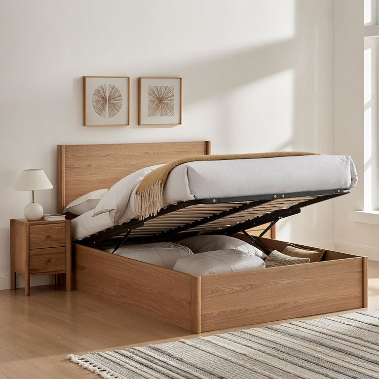 Jordan Ottoman Storage Bed - Natural Oak - Sizes Available