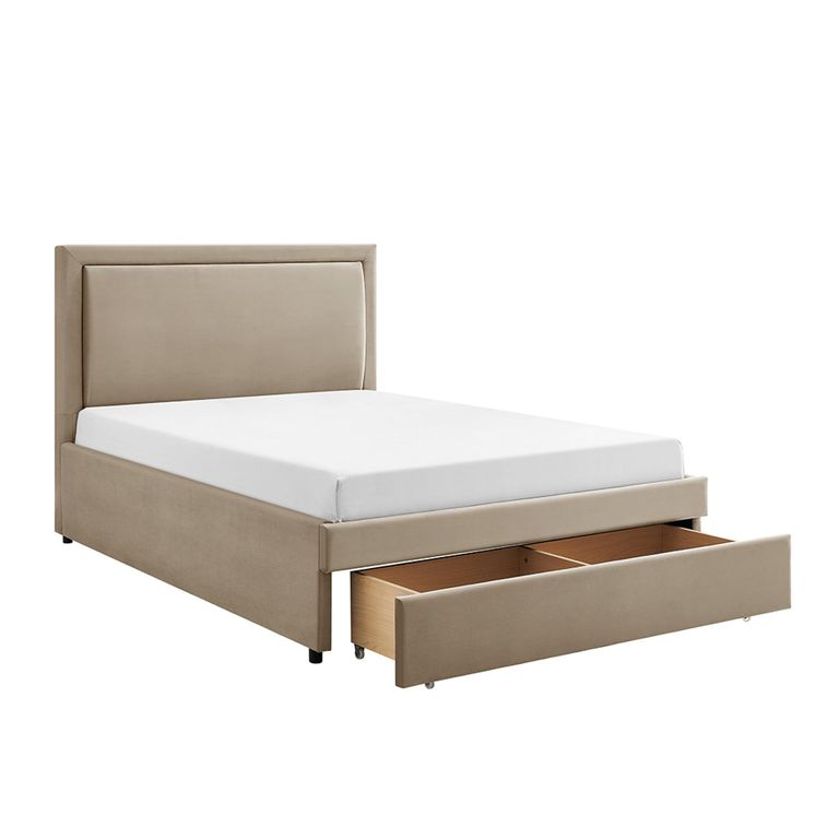 Lawson Storage Bed - 2 Drawer - Taupe Fabric - Sizes Available