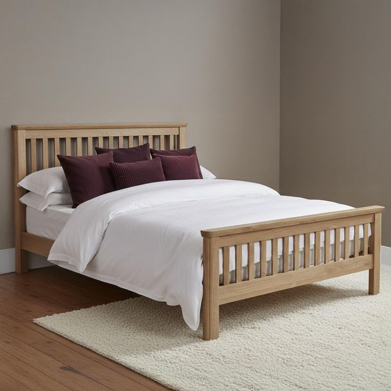 Treviso Curved Oak Bed - High Foot End - Slatted - Sizes Available