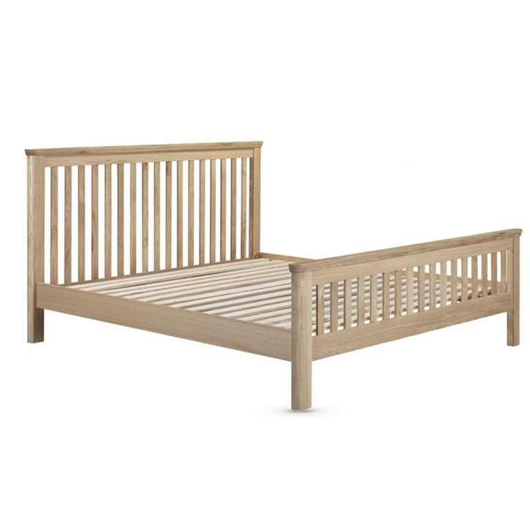 Treviso Curved Oak Bed - High Foot End - Slatted - Sizes Available