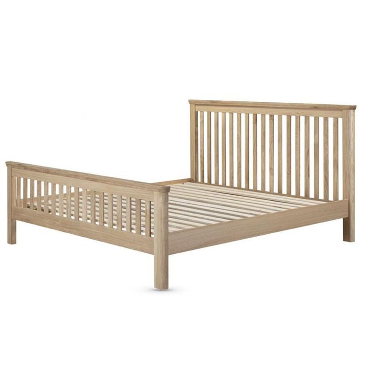 Treviso Curved Oak Bed - High Foot End - Slatted - Sizes Available