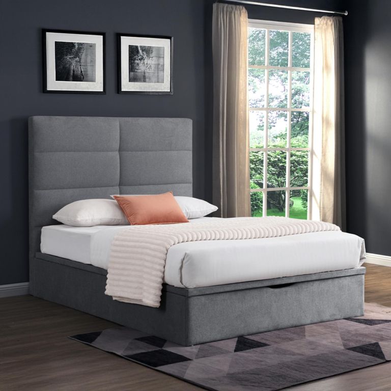 Jessica Ottoman Storage Bed - Grey - Fabric - Sizes Available