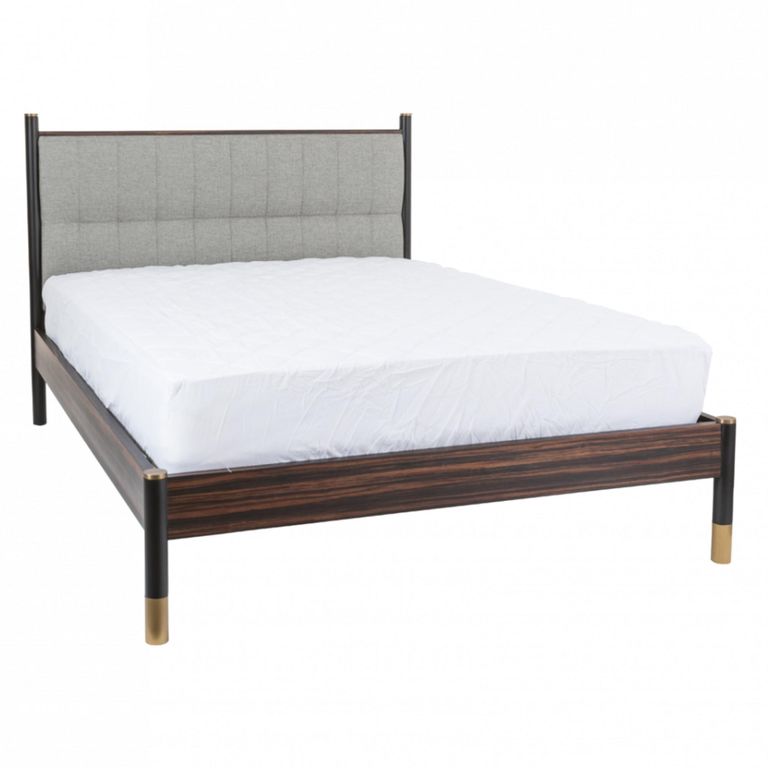 Bali Bed - Grey and Dark Ebony - Fabric and Wood - Sizes Available
