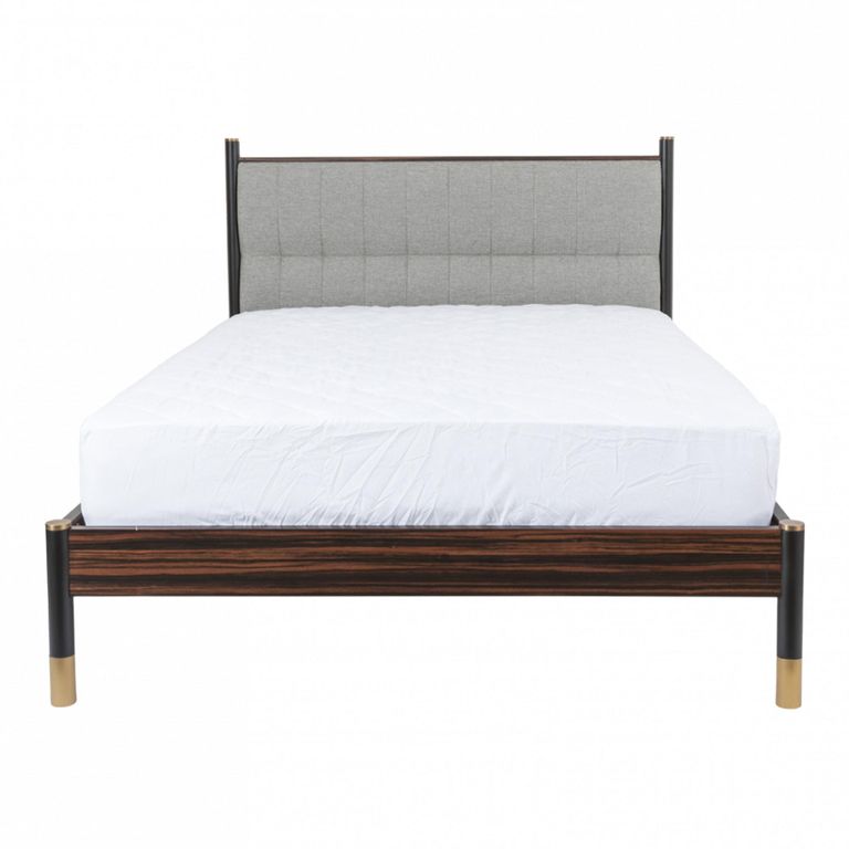 Bali Bed - Grey and Dark Ebony - Fabric and Wood - Sizes Available