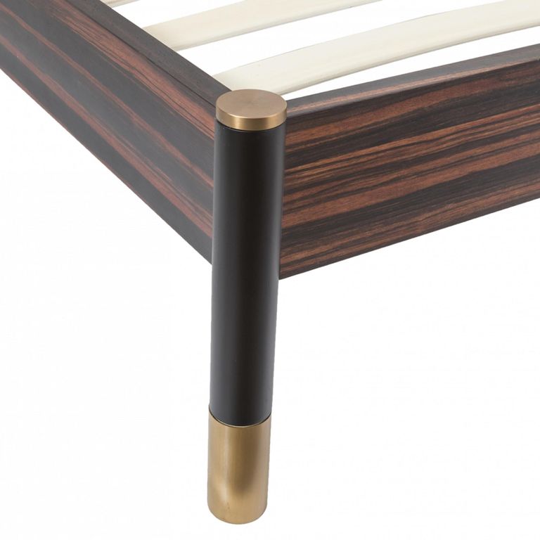 Bali Bed - Grey and Dark Ebony - Fabric and Wood - Sizes Available