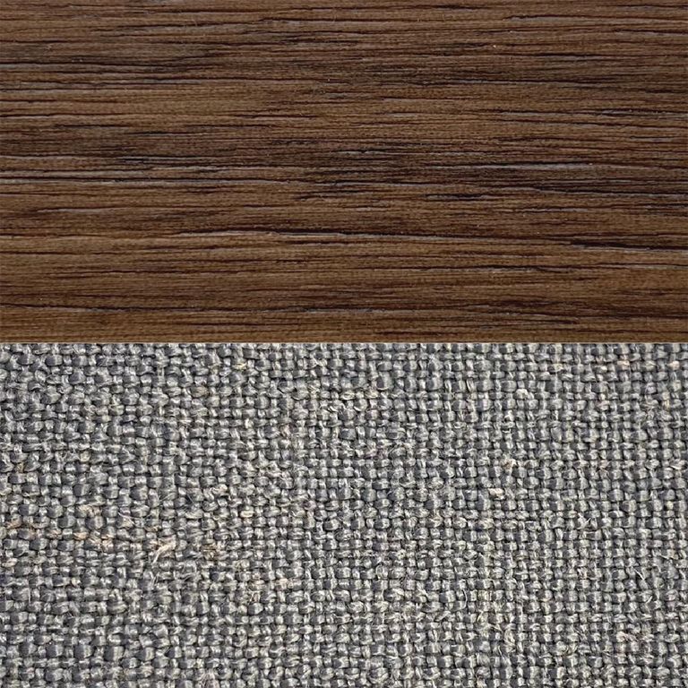Calla Bed - 4ft 6in Double - Grey and Walnut - Fabric and Dark Wood