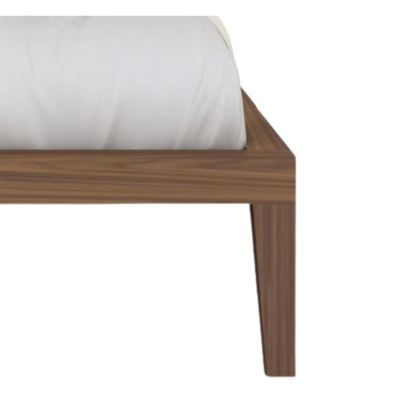 Calla Bed - 6ft Queen Size - Beige and Walnut - Fabric and Dark Wood
