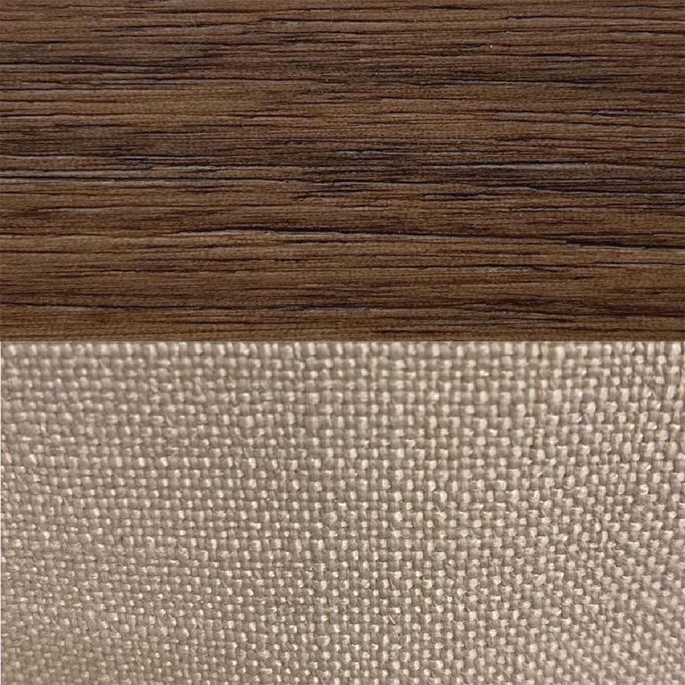 Calla Bed - 6ft Queen Size - Beige and Walnut - Fabric and Dark Wood
