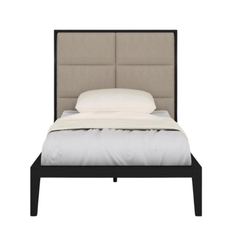 Orchid Bed - 3ft Single - Wenge Black and Beige - Fabric and Wood