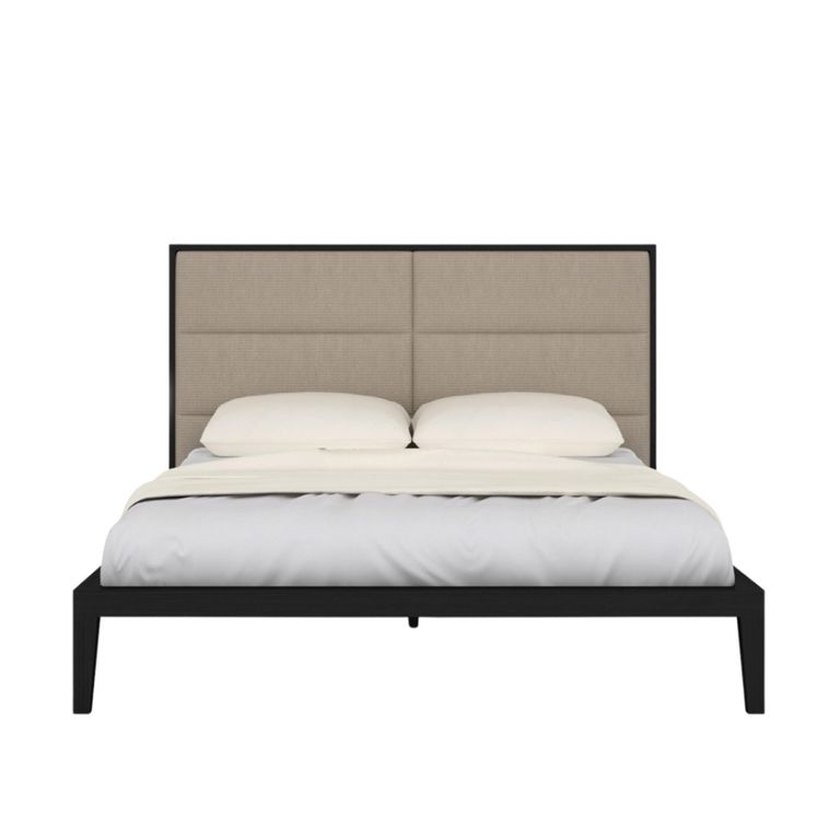 Orchid Bed - 4ft 6in Double - Wenge Black and Beige - Fabric and Wood