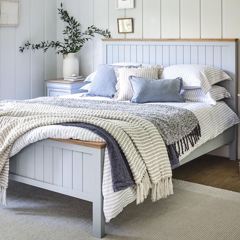 Chantilly Bed - Grey Painted - Wood - Sizes Available