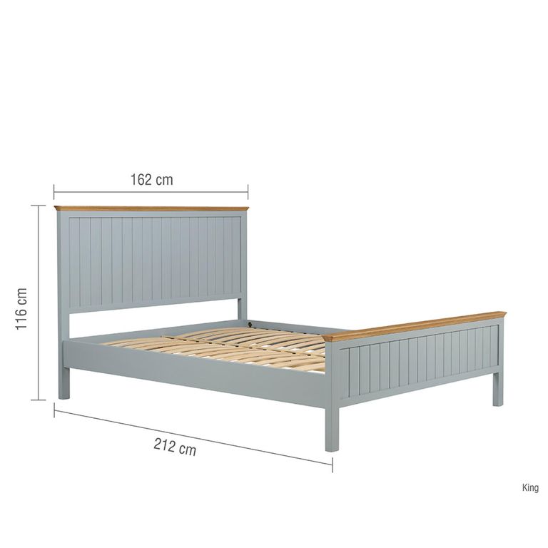 Chantilly Bed - Grey Painted - Wood - Sizes Available