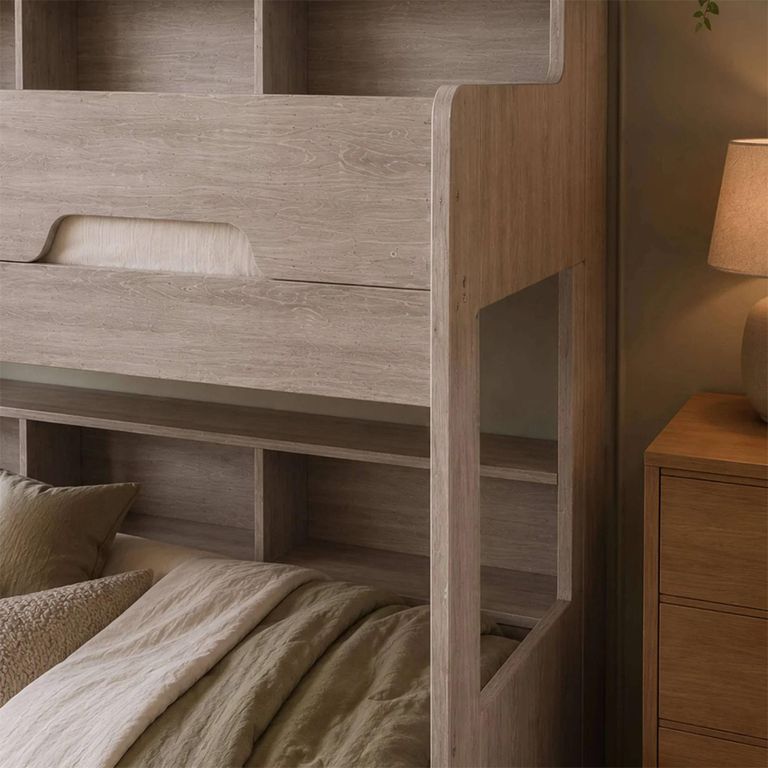 Orion Bunk Bed - 1 Drawer - Grey - Oak Effect