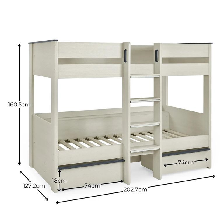 Celeste Bunk Storage Bed - Nordic White - Wood