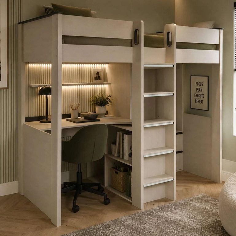 Celeste Highsleeper Storage Bed - Nordic White - Wood