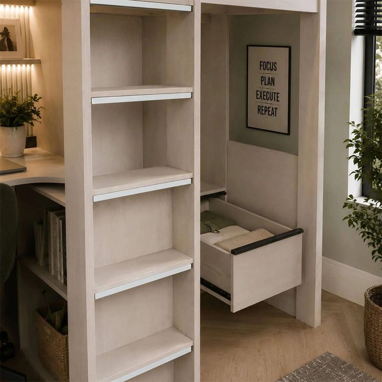 Celeste Highsleeper Storage Bed - Nordic White - Wood