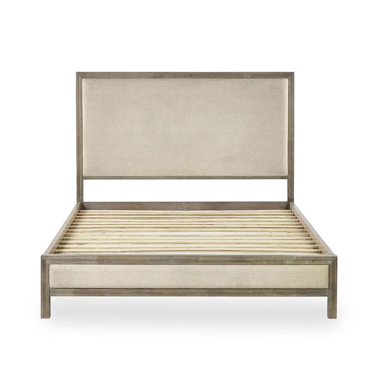 Lucie Bed - Ivory - Fabric and Wood - Sizes Available