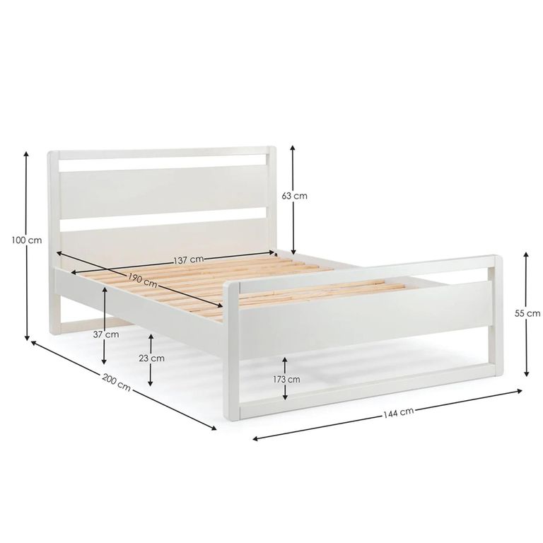 Venice Bed - 4ft 6in Double - Surf White - Wood and Metal