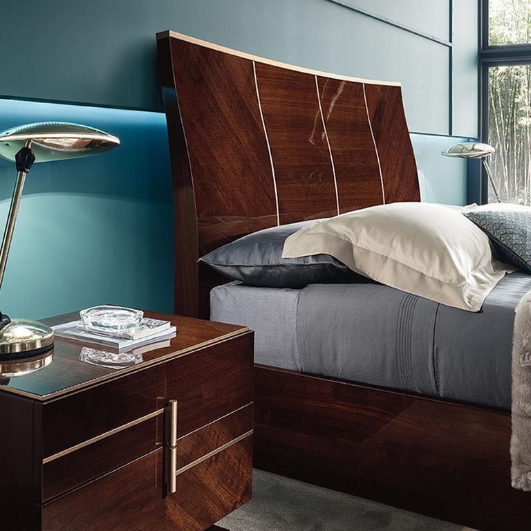 Bellagio Bed - High Gloss Walnut - Wooden - Sizes Available
