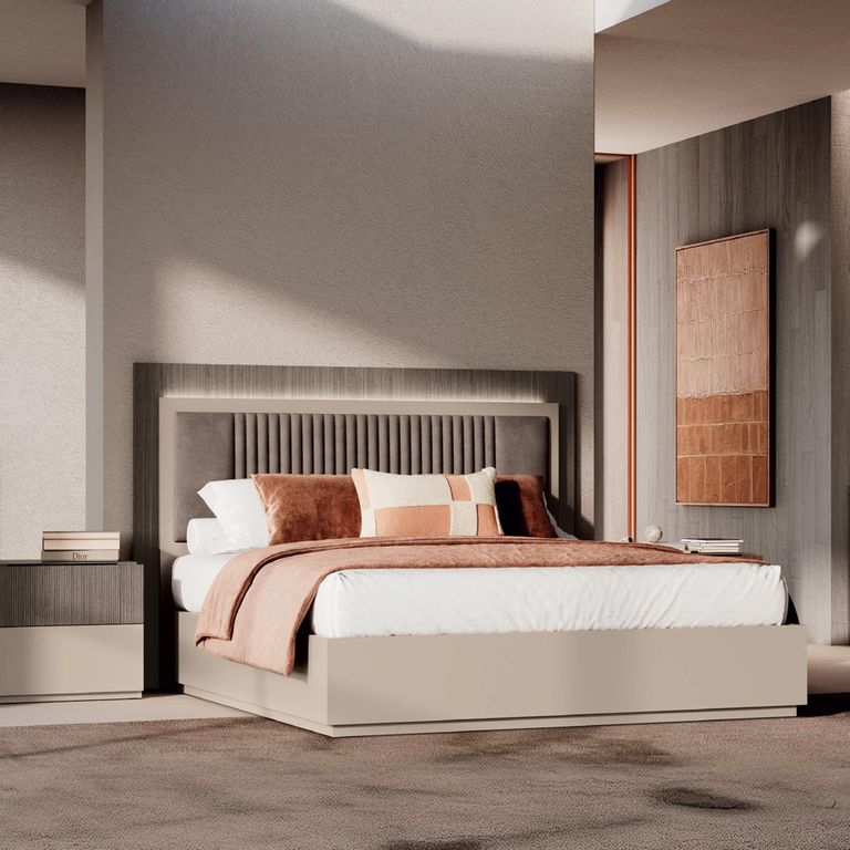 Essenza Italian Fluted Bed - Urban Velvet and Tabacco - Sizes Available