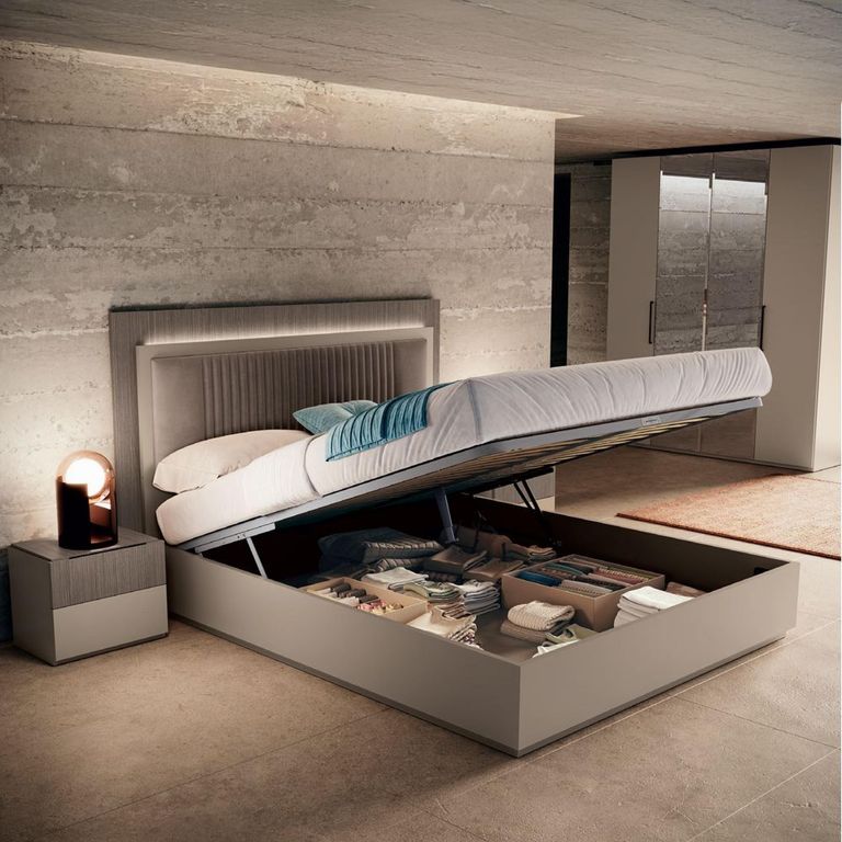 Essenza Italian Fluted Ottoman Storage Bed - Urban Velvet and Tabacco - Sizes Available