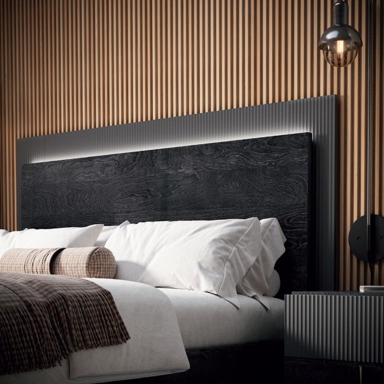 Onyx Italian Fluted Bed - Charcoal Black and MedBlue - Sizes Available