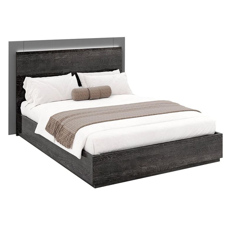 Onyx Italian Fluted Bed - Charcoal Black and MedBlue - Sizes Available
