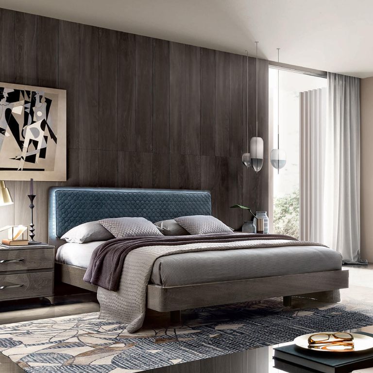 Maia Italian Bed - 5ft King Size - Blue and Silver Birch