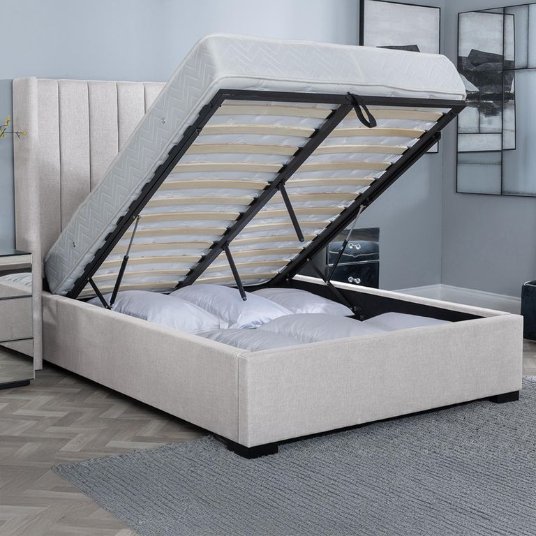 Annabelle Boucle Fabric 4ft 6in Double Ottoman Storage Bed