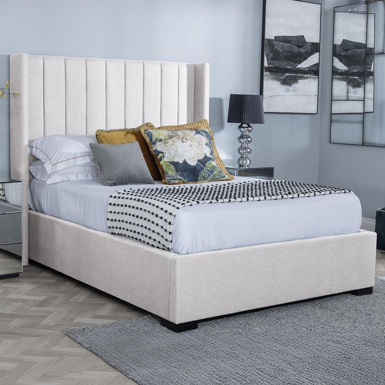 Annabelle Boucle Fabric 4ft 6in Double Ottoman Storage Bed