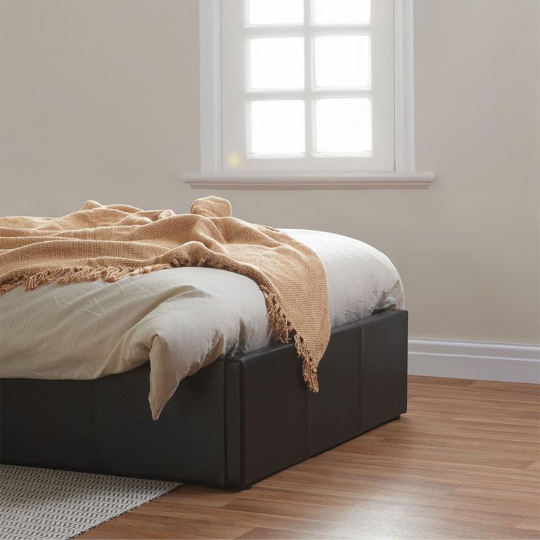 Berlin Ottoman Storage Bed - Brown Leather - Sizes Available