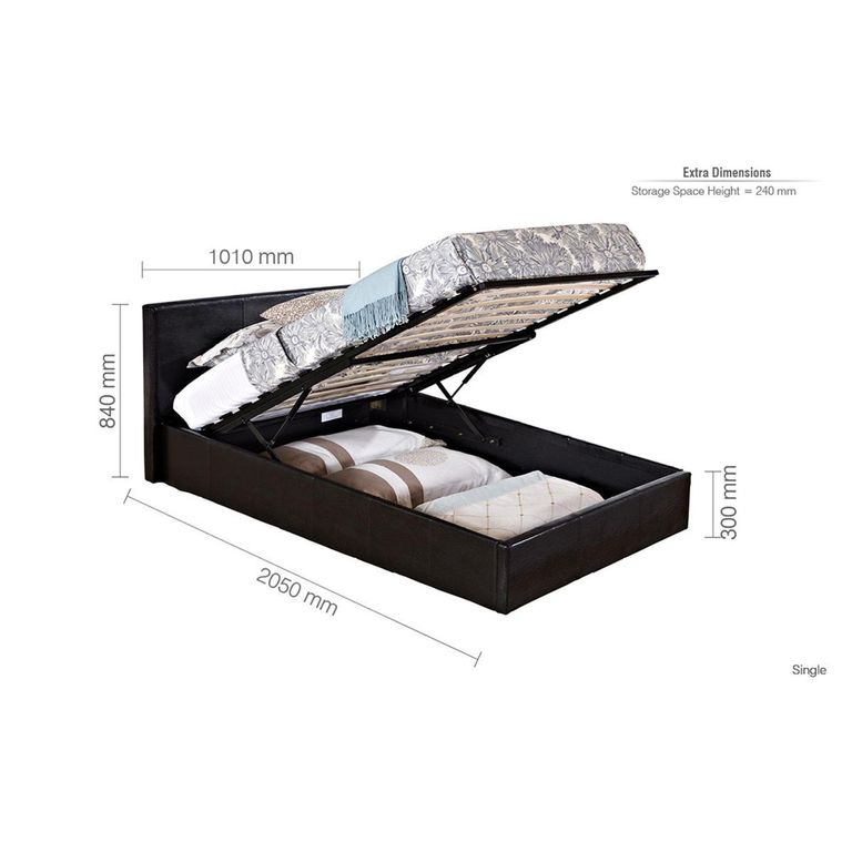 Berlin Ottoman Storage Bed - Brown Leather - Sizes Available