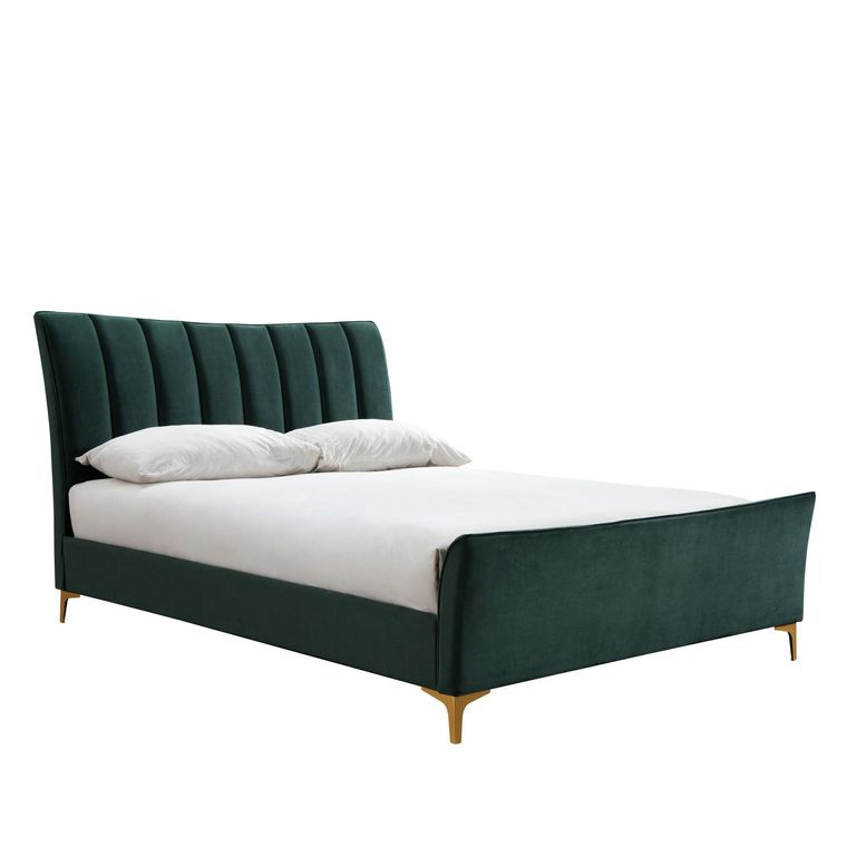 Clover Bed - Green Velvet Fabric - Sizes Available
