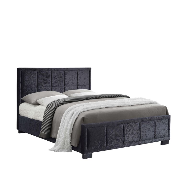 Hannover Bed - Black Velvet Fabric - Sizes Available