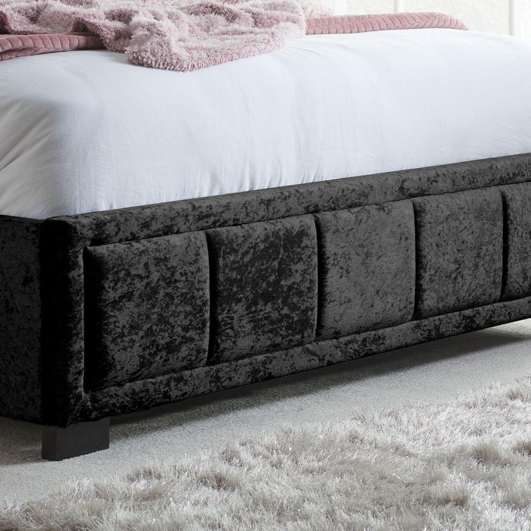 Hannover Bed - Black Velvet Fabric - Sizes Available