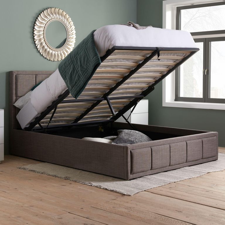 Hannover Ottoman Storage Bed - Grey Fabric - Sizes Available