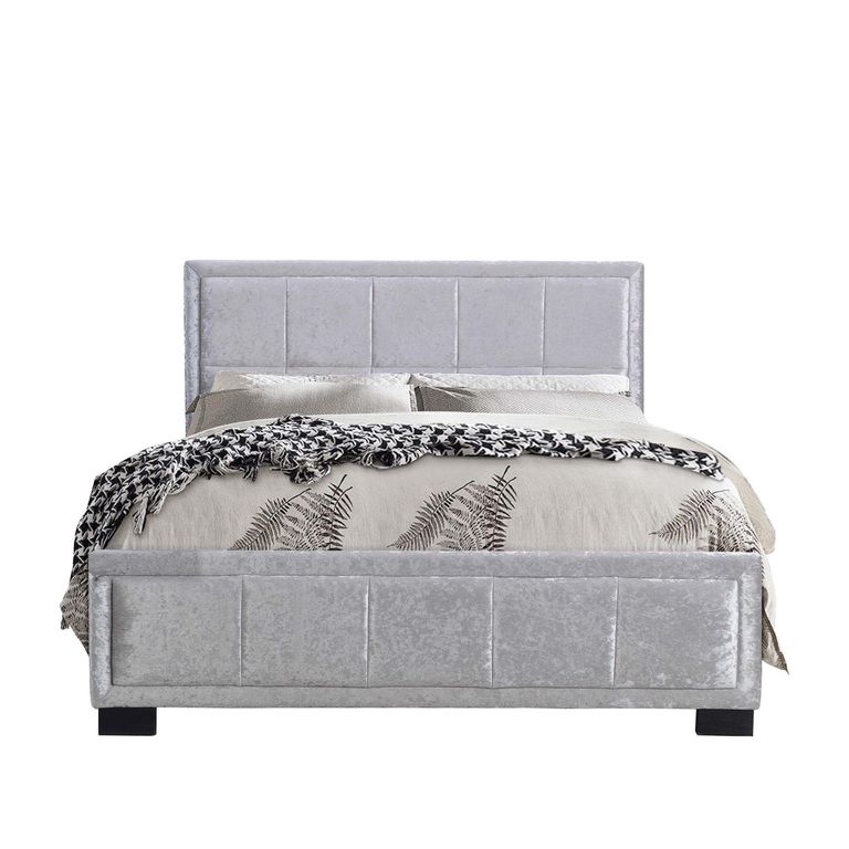 Hannover Bed - Steel Velvet Fabric - Sizes Available