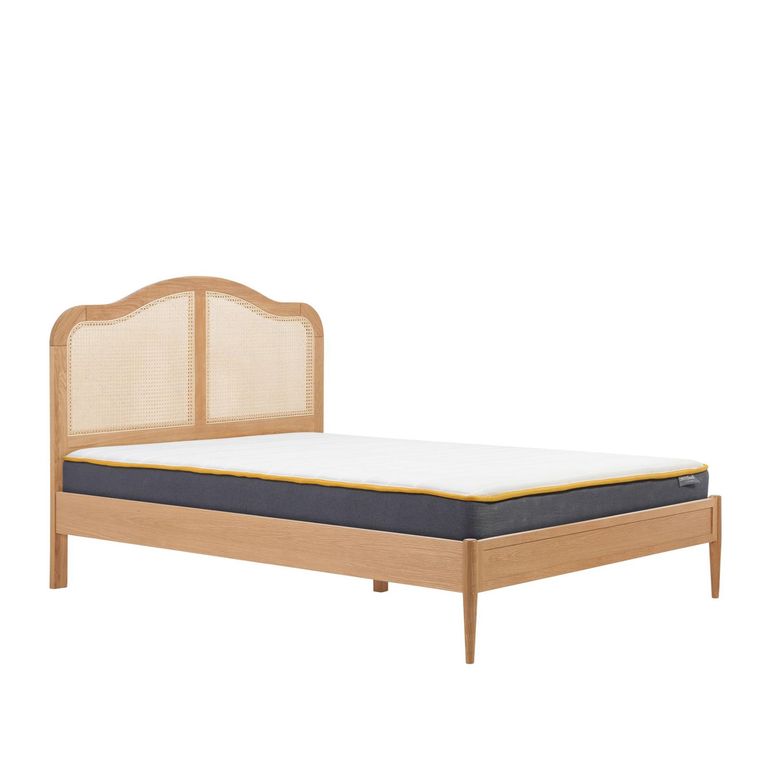 Leonie Bed - Oak and Rattan - Sizes Available