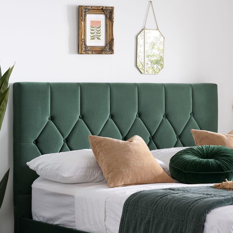 Loxley Bed - Green Fabric - Sizes Available