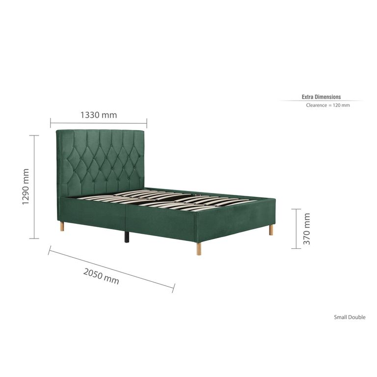 Loxley Bed - Green Fabric - Sizes Available