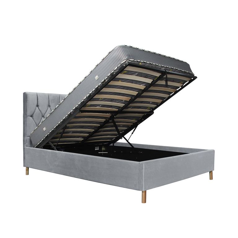 Loxley Ottoman Storage Bed - Grey Fabric - Sizes Available
