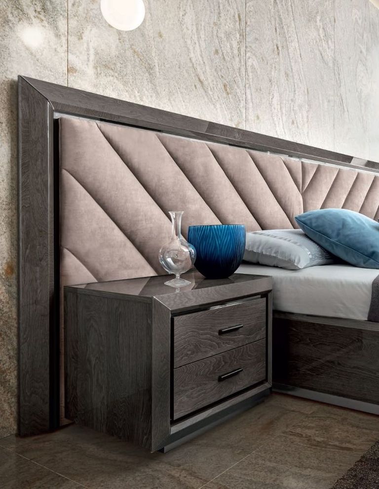 Elite Bed - Upholstered Headboard Boiserie - Silver Birch - Sizes Available