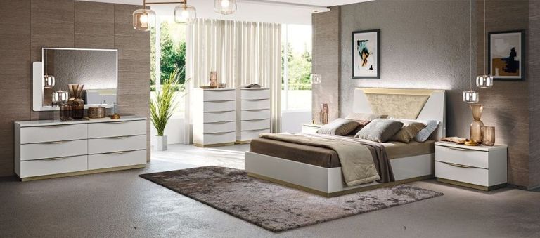Kharma Bed - Cushion Headboard - White - Sizes Available