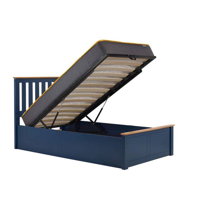Phoenix Ottoman Storage Bed - Navy Blue Wood - Sizes Available