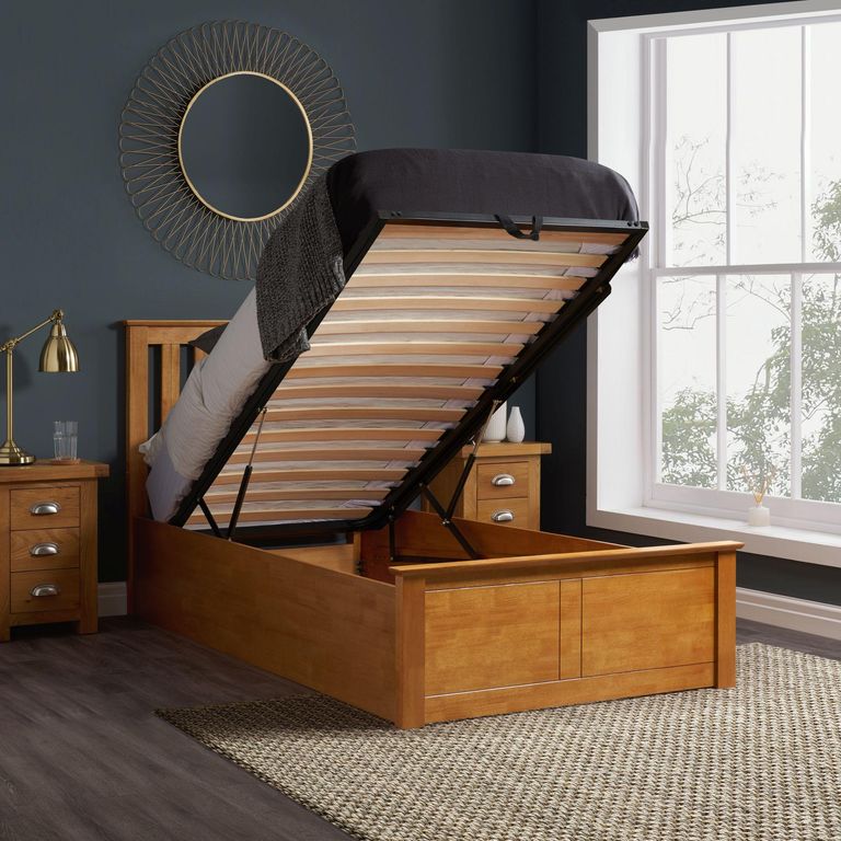 Phoenix Ottoman Storage Bed - Oak - Sizes Available