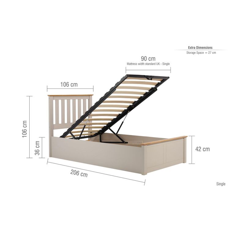 Phoenix Ottoman Storage Bed - Pearl Grey - Sizes Available